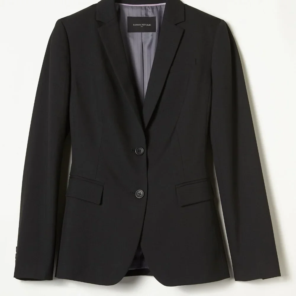 Banana Republic jacket womens 8 black business casual classic two button blazer - Picture 2 of 11